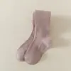 Calcetines Infantiles Transfronterizos Primavera y Otoño Nuevo Estilo 16 Colores Calcetines de Rayas Verticales Color Caramelo Color Sólido Lisos Leggings para Niñas