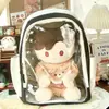 Bolsa Transparente para Boneca 40cm Mochila para Boneca Estilo Japonês Mochila Escolar com Compartimento Interno Mochila Grande Capacidade para Estudante Mochila para Menina Bolsa para Dor