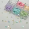 Decoraciones para Uñas de Estrella Macaron Ultra-delgadas Coloridas Huecas Lentejuelas de Estrella de Cinco Puntas Arte de Uñas Cáñamo Fluido DIY