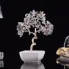 Árbol de la vida de cristal natural de aguamarina al por mayor con base de cerámica, árbol del dinero creativo, adorno que atrae la fortuna en nuevo estilo chino