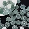 Brincos Pingente Acessórios Flor de Lótus Azul Água Jade Birmanês Natural DIY Joias de Jade Colar Grampo de Cabelo