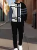 Traje Esportivo Masculino Transfronteiriço Primavera 2025 Moletom Pulôver Gola Redonda com Estampa 3D e Calça de Moletom Conjunto Estilo Casual Levemente Maduro