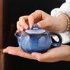 Suministrado Directamente por el Fabricante, Tetera de Cerámica Tianmu Esmaltada en Horno para Uso Doméstico, Juego de Té de Cerámica Kung Fu, Tetera Longdan, Tetera para Preparar Té, Tetera Xishi