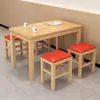 Mesa e Cadeiras de Madeira Maciça para Refeições Rápidas, Mesa de Jantar para Apartamento Pequeno, Mesa Retangular para Café da Manhã em Lanchonete, Mesa para Sala de Jantar em Casa