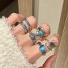 Transmisión en Vivo de Voz Agitada Nuevo Azul Marino Moda Goteo de Aceite Nicho Sentido de Alta Gama Anillo de Apertura Circonita Lujo Ligero Corazón de Amor Accesorios Mujer
