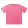Camiseta Lavada com Efeito Desgastado Europeia e Americana Primavera e Verão Marca Tendência Manga Curta Algodão Puro Batik Retrô Flocos de Neve Fritos Top Solto