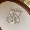Pendientes Largos con Borla de Flor de Zirconia con un Toque de Lujo Ligero y de Alta Gama, Pendientes de Artesanía Pesada Estilo Bosque, Modernos y de Diseño Único