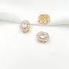 Cobre Chapado en Oro Microincrustado Circonita Redonda Cuadrada Flor de Cuatro Hojas Espaciador Multitaladro Cuentas para Pulsera de Perlas Doble Fila Hecha a Mano DIY