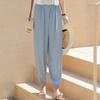 Pantalones de Linterna Frescos de Seda de Isla para Mujer Verano Delgados Sueltos Anti-mosquitos Protección Solar Aire Acondicionado Pantalones Caída Hada Frescos