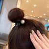 Acessório de cabeça de alta qualidade, moda retrô, bolinha de pérola em formato de coração com bolinhas, elástico de cabelo, anel de cabelo feminino, elástico para rabo de cavalo