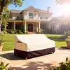 Funda para Banco Doble de Exterior Impermeable y a Prueba de Polvo Tela Oxford 210D Blanco Crudo con Marrón Cubierta para Banco Doble de Patio y Ocio