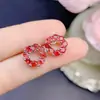 Venta Directa de Fábrica Pendientes de Piedras Preciosas Rojas y Azules Puras Naturales Grado A Tamaño de Piedra Preciosa 3*3mm Plata 925 Incrustación Fina