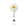 Resina Acrílica Transparente Gota de Cristal Margarida Patch Retrátil Giratório Clipe Jacaré Fácil de Puxar Fivela para ID