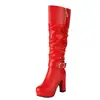 Botas altas de mujer con plataforma impermeable, suela gruesa, tacón grueso, tacón súper alto, hebilla de cinturón, decoración de cremallera, botas largas de mujer hasta la rodilla, estilo de caballero