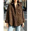 Otoño 2026 Nuevo Ropa de Mujer Amazon Transfronterizo Europeo y Americano Otoño Retro Pana Estampada Estampado de Leopardo Camisa Holgada