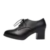 Zapatos de Mujer de Piel Suave Temporada Primavera y Otoño 2026 Tacón Grueso Suela Suave Zapatos de Encaje de Piel Suave Zapatos de Piel Estilo Británico para Madres de Mediana Edad