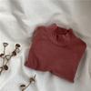 GL-kids - Camisa básica de manga larga con cuello medio alto para niños y niñas, de otoño e invierno, de estilo coreano, con parte superior gruesa de color liso.