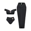 Nuevo Traje de Baño de Dos Piezas Estilo Europeo y Americano con Falda Larga de Estrella de Mar, Conjunto de Bikini de Tres Piezas para Mujer, Traje de Baño de Dos Piezas Estilo Europeo y Americano Huludao