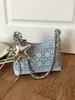 Bolso Casual de Mujer Moderno y Fresco 2025 Nuevo Bolso de Mujer Más Vendido Cuero Suave Textura de Diamante de Mezclilla Bolso de Hombro