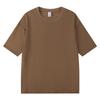Camiseta 300g Fio Duplo Pesado Cor Sólida Gola Redonda Camiseta Publicitária para Homens e Mulheres com Manga Base Meia Manga Americano Retrô Camiseta Solta