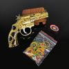 Dragón Dorado de Cinco Garras Color Goma Tendón Pistola Aleación Revólver Goma Tendón Pistola Modelo Arma Artesanía de Metal