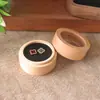 Tapa Superior e Inferior Redonda Madera de Haya Anillo Acrílico Caja para Anillos Transparente Caja para Anillo de Compromiso Madera Maciza Femenina Caja para Anillo de Diamantes Empaque de Almacenamiento