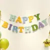 Bandera de fieltro para feliz cumpleaños con forma de macarrón, banderín de tela no tejida para primer año de bebé, banderín con letras en inglés, decoración simple para fotos