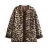 Ropa de mujer estilo europeo y americano más vendida en AliExpress transfronterizo: Chaqueta ZA de estilo americano, nueva, estampada, a la moda, de corte holgado, con borrego y estampado de leopardo