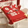 Mantel de boda, mantel de comedor rojo, tela decorativa para celebración de compromiso y recién casados, mantel para mesa de centro con personaje "feliz" que realza la atmósfera de la sala de estar
