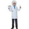 Fantasia Cosplay de Halloween Cientista Einstein Físico Jaleco Branco Fantasia para Apresentação de Palco Infantil