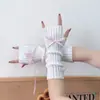 Manga de Punto con Lazo Y2K Chica Caliente Ballet Manga Cálida Niña Otoño e Invierno Guantes Largos de Medio Dedo Lana