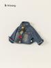 Roupa Infantil Youbao Jaqueta Jeans Infantil 2026 Nova Coleção Primavera e Outono Roupa de Primavera para Meninas Versão Coreana Top com Gola Reversível Cardigã para Meninas