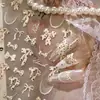 Adesivos de Unha Bolinhas Laço Tensor Suave M-1459 Adesivos de Unha Laço Estilo Ballet Francês