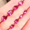 Gema de turmalina rosa en forma de lágrima, cabujón de rubí en forma de pera, anillo rojo rosado, colgante, pendientes, diamante suelto, Super Siete.