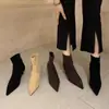 Botines de Moda Retro de Punta Fina con Tacón de Aguja de Gamuza para Mujer, Otoño 2026, Botas Adelgazantes, Botas de Moda para el Trabajo
