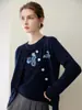 Suéter 100% cachemir puro para mujer, nuevo estilo otoño e invierno 2026, cuello semi-alto, jacquard Fair Isle, top de punto de corte holgado