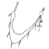 Accesorios Transfronterizos Europeos y Americanos Colgante de Remaches Punk Cadena de Cintura para Mujeres Anillo de Metal Versátil Cadena Multicapa Cadena para Pantalones