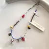 Chica Rara ~ Diseño de Nicho de Verano Todo Fósforo Ins Nuevo Color de Contraste Viajero Color Dálmata Collar de Perlas