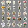 50 Peças de Adesivos de Buquê de Flores Retrô Estilo Ins Flores Românticas de Desenho Animado Decoração de Adesivo Transfronteiriça para Celular, Tablet, Caderno