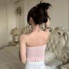Estilo Caliente Sexy Chica Picante Estilo Coreano Irregular Con Cordones en el Cuello Flor de Rosa Mujeres Deseo Puro Color Sólido Espalda Hermosa Top