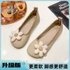 Zapatos planos para mujer 2026 estilo nuevo de principios de primavera, zapatos de una sola capa poco profundos para mujeres embarazadas, mocasines de suela blanda, zapatos enrollables de cuero suave para mujer