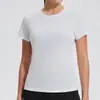 Camiseta Deportiva de Yoga Transfronteriza Nueva para Mujer, Cuello Redondo, Ligera, Transpirable, Corte Holgado, Top de Fitness, Camiseta de Manga Corta para Maratón al Aire Libre