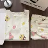 Novo Conjunto de Pijama Feminino de Algodão Nuvem Verão Manga Curta Gola Redonda Casual Plus Size Solto Roupa de Casa Feminina Peça Externa