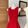 Vestido de Cumpleaños, Vestido de Verano sin Mangas con Cintura Ajustada para Mujer, Look Adelgazante de Alta Gama, Vestidito Negro Corto