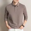 Camisa tipo polo de manga larga para hombre de comercio exterior transfronterizo con cuello camisero, casual de negocios, lujo ligero, camiseta de alta gama con cuello para hombres, adecuada para papás
