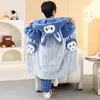 Pijama infantil outono e inverno 2024 meninos e meninas espessado jacquard pelúcia infantil desenho animado roupão calça conjunto