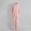 Conjunto de pijama de manga larga y pantalón largo para comercio exterior transfronterizo, nuevo pijama tipo cárdigan europeo y americano otoño e invierno 2025, ropa cómoda para el hogar para mujer