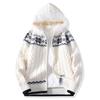 Chamarra Suéter para Hombre Transfronteriza 2025 Invierno Nueva Moda Perezoso con Capucha Cuello de Piel Tejido Cárdigan Top para Hombre