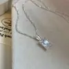 Collar de Plata de Ley 925 con Circonita Cuadrada para Mujer Estilo Ins Fresco Cadena Elegante de Nicho para la Clavícula Accesorios Simples Versátiles