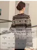 Cárdigan de Punto de Lana Retro Fair Isle con Cuello en V para Mujer, Suéter de Invierno con Bloques de Color que Ceñe la Cintura y Adelgaza